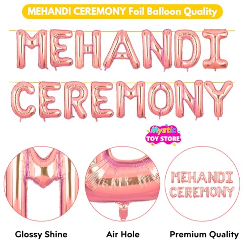 Image of Mehandi Ceremony Banner Rose Gold for Wedding Home Boys Girls Men Women Foil Balloon Decoration Decor Celebration Rose Golden
