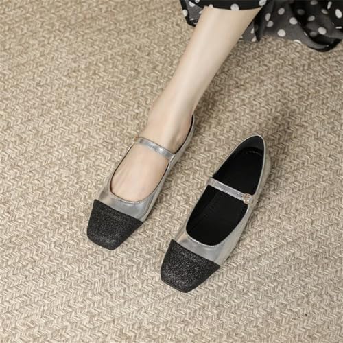 TN TANGNEST Women's Mary Jane Flats Retro Square Toe Slip On Flats Soft Comfortable Versatile Office Flats3