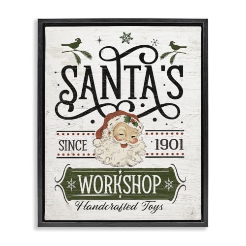 Santa's Workshop Vintage Signage, 25 x 31 Inch Canvas in Floater Frame