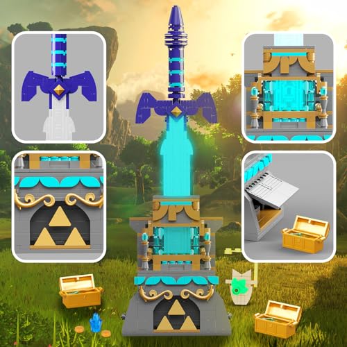 Image of BOTW The Master Sword Glowing Building Block Set,Sword Toy Set for Adults Boy Fans Kids Ages 6-12 Year Old(498PCS)