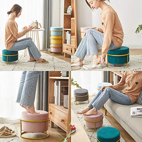 Taburete de maquillaje redondo con altura ajustable para tocador moderno 5