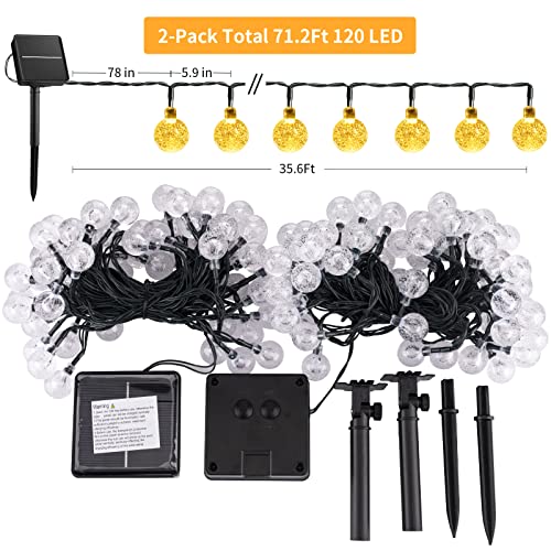 Brightown BT-SOLAR-BALL-LIGHT-2PC-60D-INFO 2-Pack 120 Led 72Ft Solar Lights Outdoor Waterproof, Crystal Globe Lights thumb #5