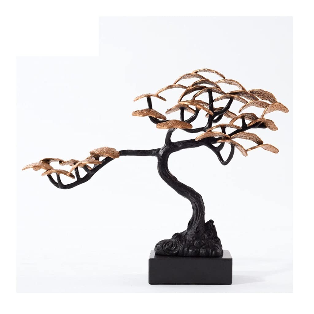 TEESONG Bonsai Tree Pot for Fake Tree Artificial Bonsai Tree Marble Base Metal Leaf Fir for Office Home Indoor Ornaments Greenery Decor