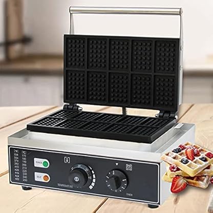 Kommerzielle Waffelmaschine Aus Edelstahl 1550W Profi Waffle Maker Machine, Antihaftpfanne Belgisches Waffeleisen Waffelmaschine, Zeit- Und Temperaturkontrolle – Bild 7