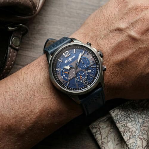 Image of Titan Octane Cred Analog with Blue Dial Blue Leather Strap Watch for Men - 90238KL02