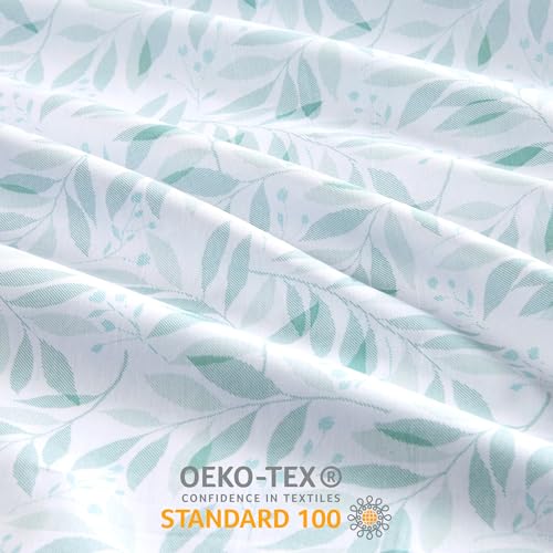 Image of Madison Park 100% Cotton Sheets, Full Size, 200TC, Green Leaves, 4 Piece | Breathable & Soft Sheet Set, Printed Design, All Season Comfort, Elastic Deep Pocket Fits Up to 14 inch Mattress, OEKO-TEX