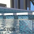 LSDECO 5 Sheets Glass Mosaic Tiles Backsplash, Pool Tiles, 12" x 12" Kitchen Backsplash Tile, Glass Tiles for Bathroom Border Shower Wall (5 Sq.Ft Topazstone)