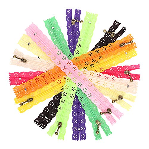 Fyearfly Cremallera De Encaje - 20 Cm 10 Piezas Cremallera De Encaje Estilo Mixto Bud Seda Forma No.3 Nylon Costura Ropa Accesorios DIY Artesanía Hecha A Mano para Bolsos Ropa