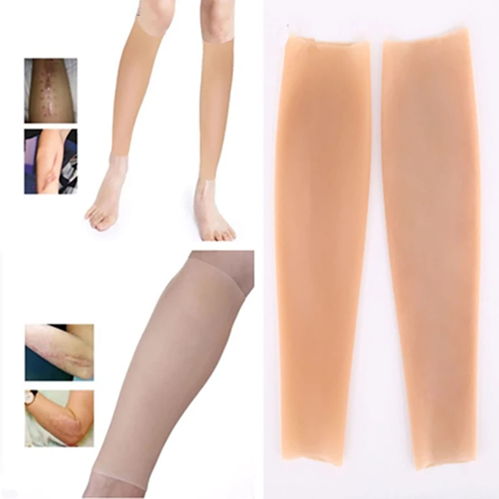 paio di finti polpacci in silicone, manicotto in silicone realistico, gamba finta per correttore di polpacci indossabile, gambe storte o sottili, maniche per la copertura delle cicatrici delle bracc