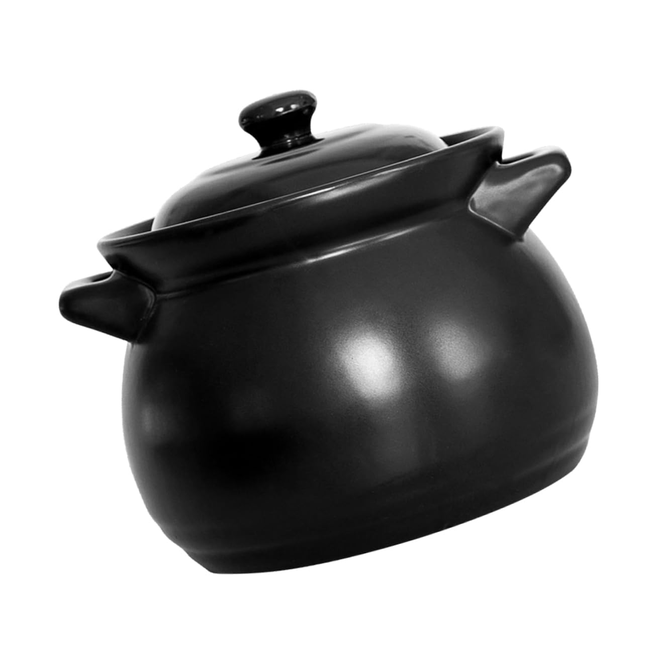 Ciieeo1pc Soup Casserole Small Bowls with Lid Mini Hot Pot Round Chafing Dish Baking Pans with Lids Chinese Cooking Stew Bowl Casserole Cooking Pot Porcelain Stew Pan Oven Black Ceramics