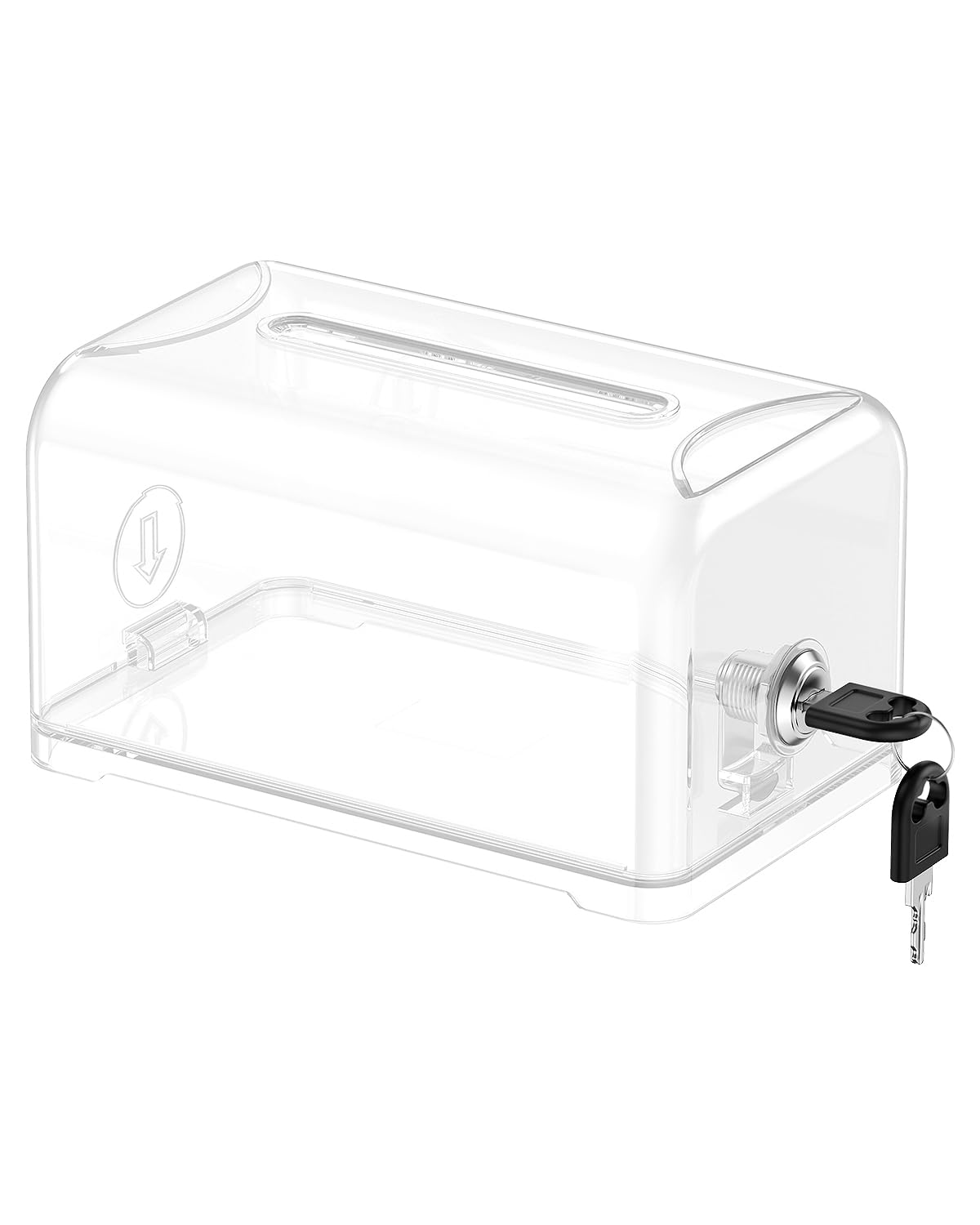 Uniclife Acrylic Donation Box for Fundraising, Clear Suggestion Box with Slot and Lock, Desktop Tip Jar, Plastic Storage Container for Voting Charity Comment Collection, 18.5 x 11.4 x 9.9 cm