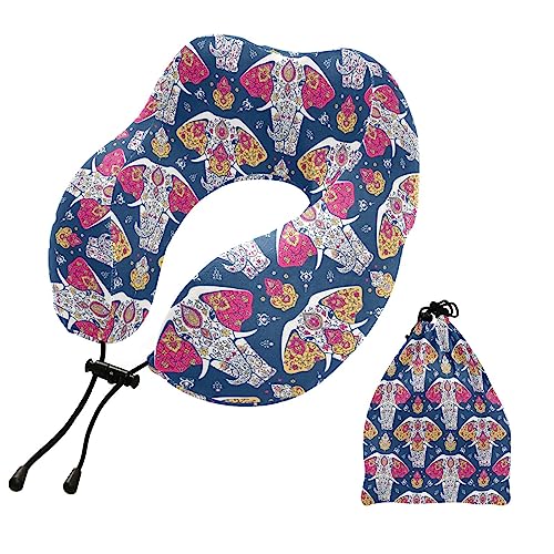 innewgogo-Mandala-and-Elephant-Travel-Pillow-Memory-Foam-Support-Head-Neck-Airplane-Pillow-Comfortable-Breathable-Portable-Travel-Accessories-for-Airplane-Train-Car-Bus