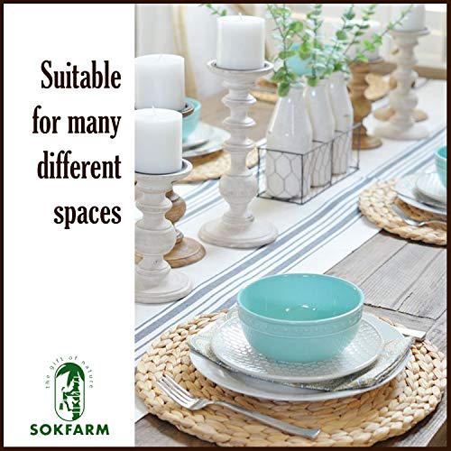 Image of Woven Placemats Set of 6, Table Mats Set of 6, Water Hyacinth Round Placemats for Round Table, Chargers for Dinner Plates, Wicker Chargers for Dinner Plates, Woven Placemat, Place Mats 13.4 in