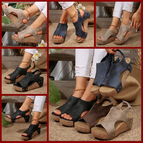 Wide Width Platform Wedge Sandals for Women, Comfortable Low Heel Open Toe Buckle Ankle Strap Sandals, Orthopedic Summer Dressy, Wedding Party Casual Shoes2