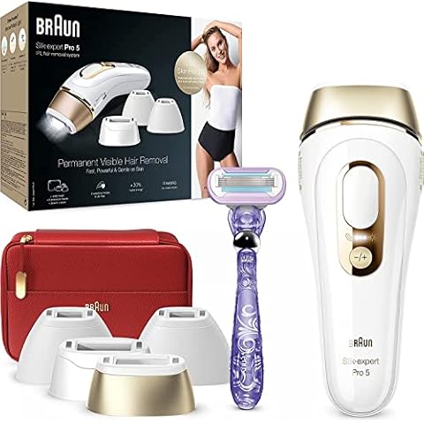 Braun IPL Silk Expert Pro 5 Haarentfernungsgerät Damen/Herren, Venus Rasierer & Tasche, Alternative zur Laser Haarentfernung, Muttertagsgeschenk, PL5387, weiß/gold Cover