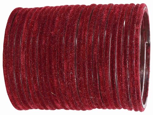 Image of NMII Glass Velvet Bangles Set For Women and Girls | Plain Glass Bangles | Velvet Chudi | Simple Bangles For Women | Stylish Glass Bangles- Set of 24