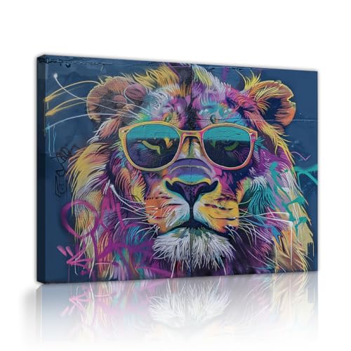 Affiche lion à lunettes pour chambre de bébé OSHIONARTE cadre 38x50cm deco