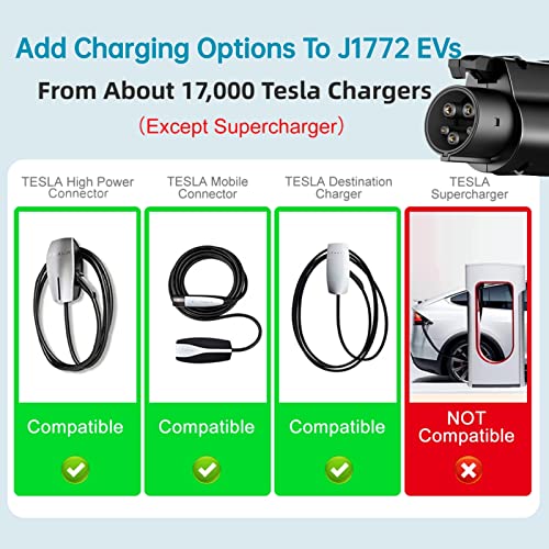 TAECHU-Tesla-to-J1772-Adapter-Max-60-Amp-250V-Only-for-J1772-EV-Charging-Adapter-with-Anti-Drop-Lock-Compatible-with-Tesla-WallDestinationMobile-Chargerswith-A-Storage-Case