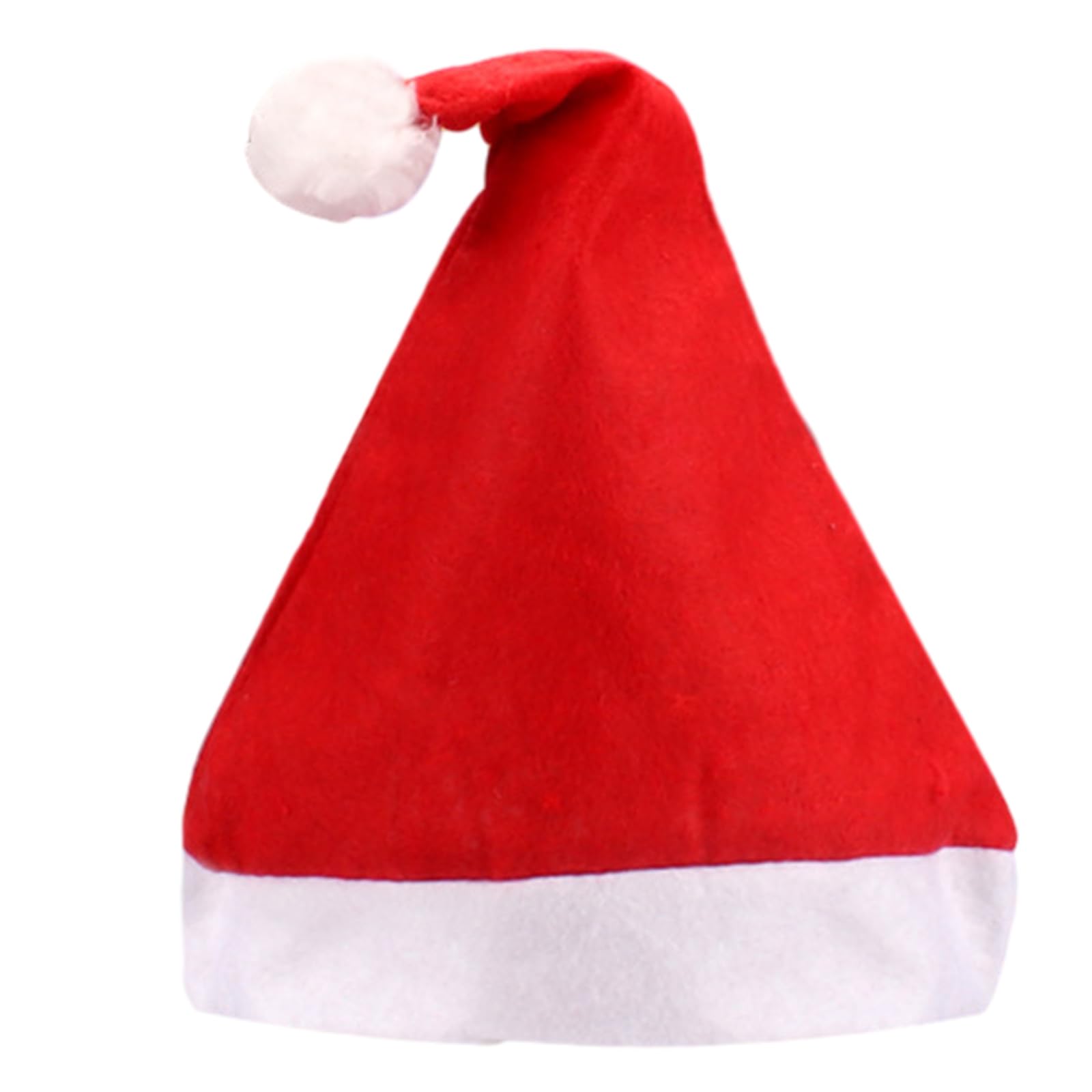 Jazuaiao Christmas Decoration Felt Santa Hat Party Dress Up New Year Stage Props Bobble Cap Family Gathering Headwear Plush Costume Accessory Festive Holiday