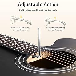 Donner Guitare Acoustique 4/4 Jumbo Guitare Folk Set Adultes Débutant avec Pickup Sac Tuner Sangle Cordes Capo (Noir) - Les Beatles, Paul McCartney, John Lennon, RIngo Starr, George Harrison Donner Guitare Acoustique 4/4 Jumbo Guitare Folk Set Adultes Débutant avec Pickup Sac Tuner Sangle Cordes Capo (Noir) – Image 6