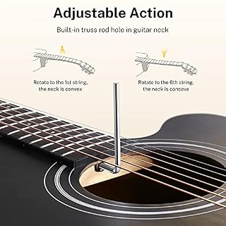 Donner Guitare Acoustique 4/4 Jumbo Guitare Folk Set Adultes Débutant avec Pickup Sac Tuner Sangle Cordes Capo (Noir) - Les Beatles, Paul McCartney, John Lennon, RIngo Starr, George Harrison Donner Guitare Acoustique 4/4 Jumbo Guitare Folk Set Adultes Débutant avec Pickup Sac Tuner Sangle Cordes Capo (Noir) – Image 6
