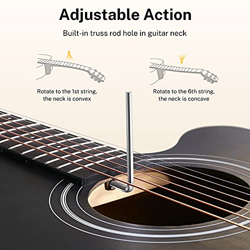 Donner Guitare Acoustique 4/4 Jumbo Guitare Folk Set Adultes Débutant avec Pickup Sac Tuner Sangle Cordes Capo (Noir) - Les Beatles, Paul McCartney, John Lennon, RIngo Starr, George Harrison Donner Guitare Acoustique 4/4 Jumbo Guitare Folk Set Adultes Débutant avec Pickup Sac Tuner Sangle Cordes Capo (Noir) – Image 7
