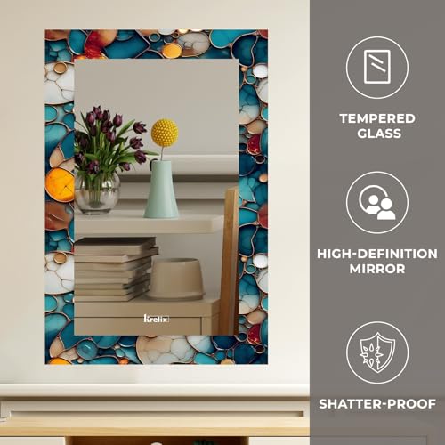 Image of KERLIX Rectangle Decorative Art Unique Fancy Digital Frameless CNC polishing Wall Mirror /Makeup Mirror /Bathroom Mirrors Size (12x18 inch). (5, 12 x 18)