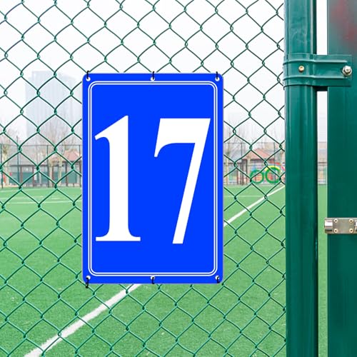 Image of Premium Aluminum Number Signs 17, Metal 12 inch X 8 inch Blue Numbered Signs Outdoor for Parking Lots, Floor, Dock, Court, Aisle, Field, High Visibility, No Fade, Weather-resistant