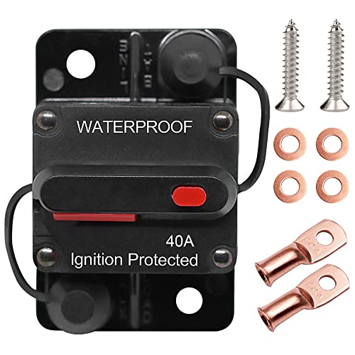 Erayco 40 Amp Circuit Breaker With Manual Reset Waterproof Inline Fuse Inverter For Marine Trolling Motors Boat Atv Manual Power 12V-42Vdc (40A) #TOP27