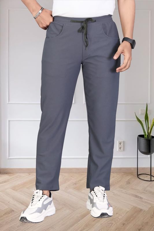 Image of HOODMASTER Men's Polyester Blend Track Pant with Drawstring Classic Style Regular Fit Solid Pattern and Standard Length | Mens Casual Daily Use Track Pants | Soft Fabric Modern Casual Track Pant