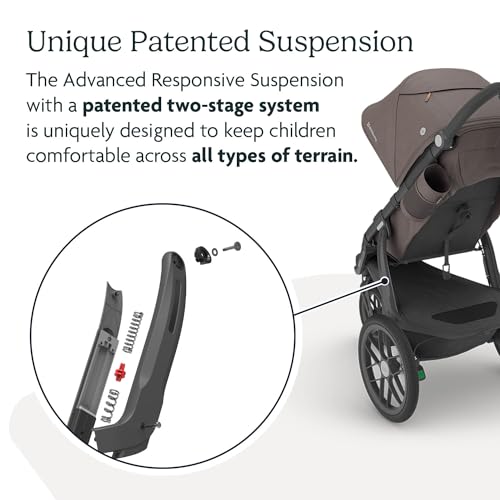 Image of UPPAbaby Ridge Jogging Stroller /Durable Performance Jogger with Never-Flat Tires /Built for Walking, Running, Hiking /Water Bottle Holder and Basket Cover Included /Theo (Dark Taupe /Carbon Frame)