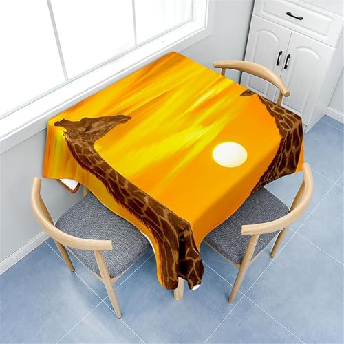 Tizhweqo Mantel Mesa Rectangular Jirafa, Manteles Antimanchas Atardecer, 3D Impresión Mantel Impermeable Lavable para Cocina Salón Comedor, 140x260 cm Q.P1259