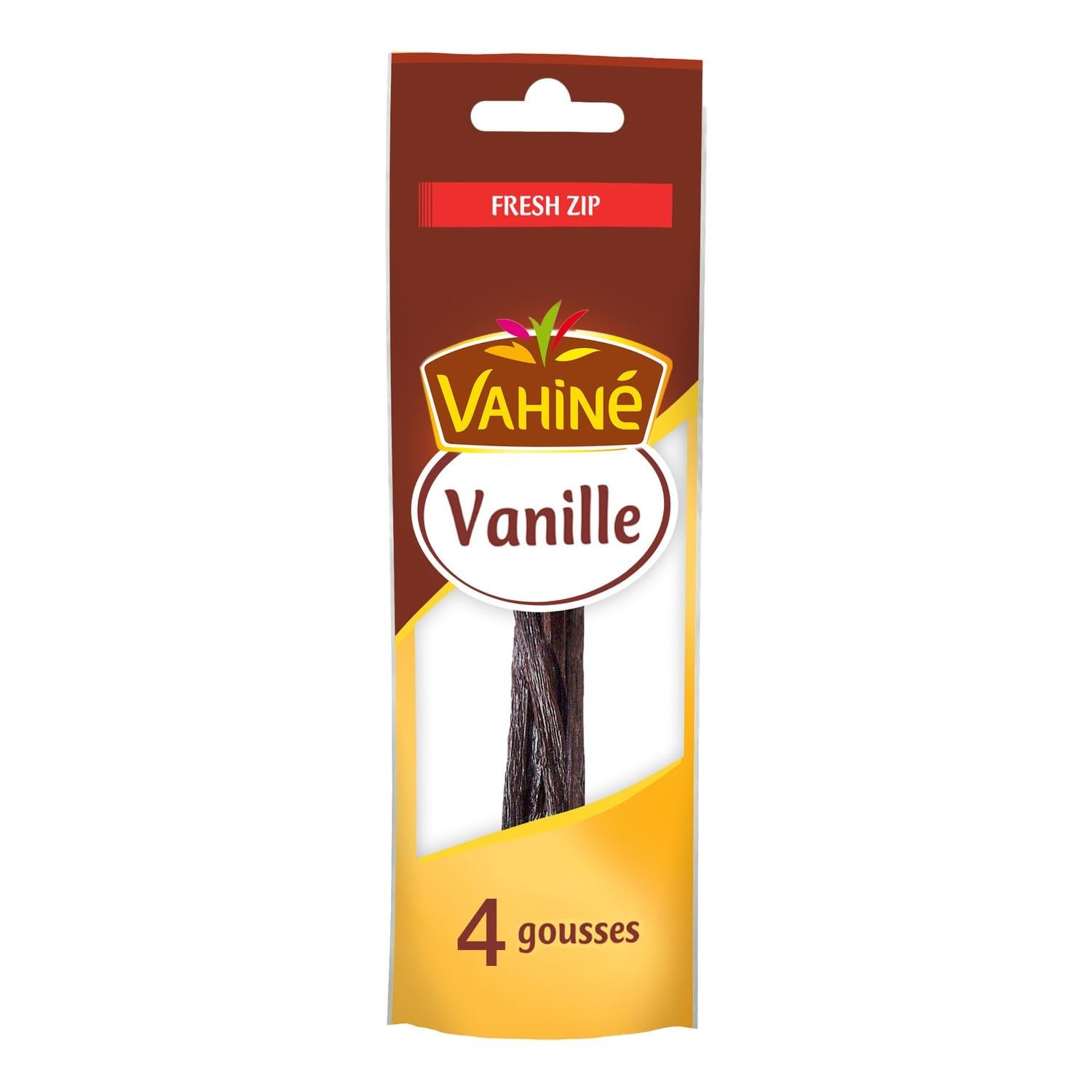 VAHINE Gousse de Vanille Bourbon — 4 gousses en sachet Fresh Zip, arôme authentique pour pâtisserie et desserts gourmands - Lot de 2