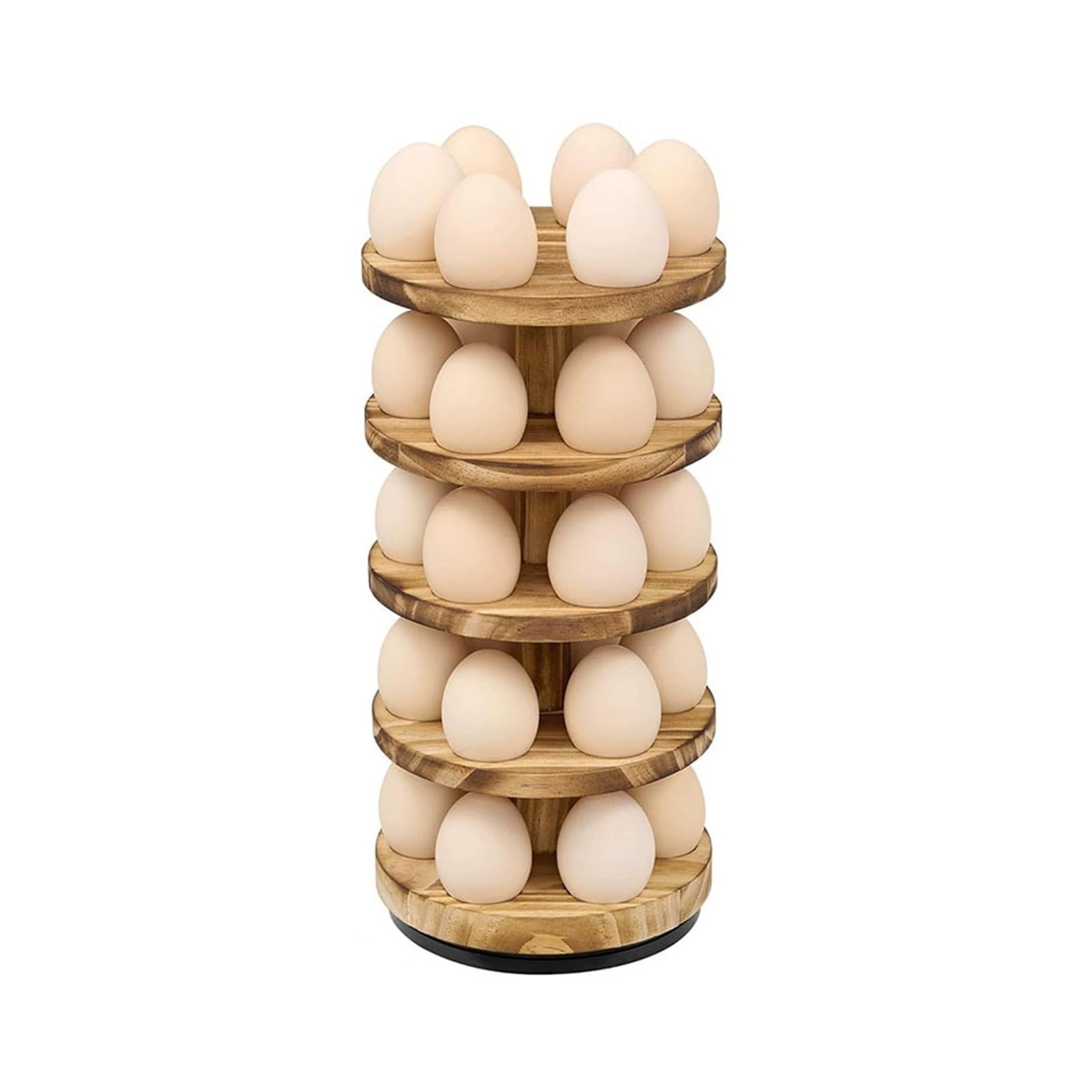 Soporte for huevos de madera giratorio 5 niveles 360°, organizador huevos estilo rústico granja for encimera cocina decoración