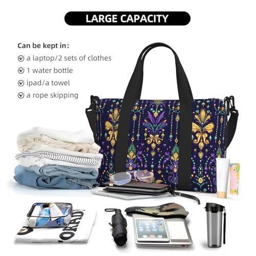 Laptop Tote Bag for Women Work - Mardi Gras Pattern Print Weekender Overnight Bags for Women Travel, Gym Duffle Bag for Men, Personal Item Crossbody Travel Bags for Men Carry On4