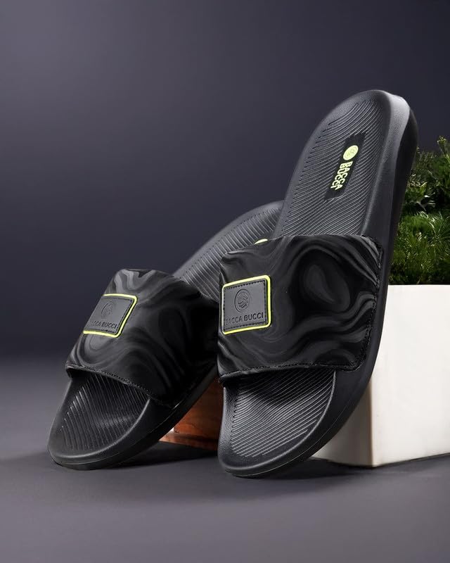 Image of Bacca Bucci Hologlide Men's Comfort Slides | Cushioned EVA Footbed | Anti-Slip Sole | Lightweight Everyday Sliders