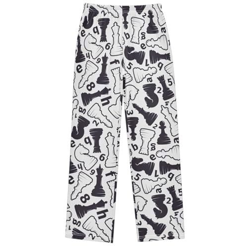 Boy's Pants Chess Pattern Jogger Pants Elastic Waist Long Bottoms Trousers with Pockets 6-14 Years