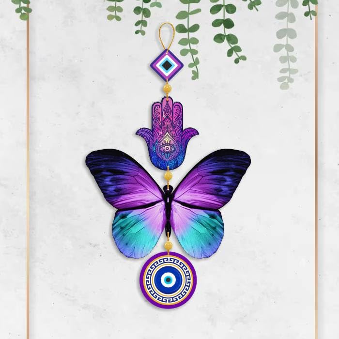 Nupur Studios “Harmony Butterfly Evil Eye” Hanging for Home decor/positive energy/Hamsa Hand/Evil Eye/Handcrafted Item/Wall Art/Decor/House Decor/Offices/Diwali Decoration/Good Luck Charm/Prosperity