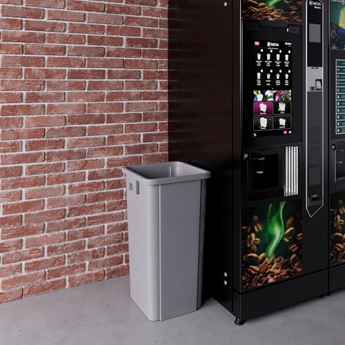 Image of 23 Gallon Gray Square Commercial Trash Garbage Can | Outdoor Office Restaurant School Kitchen