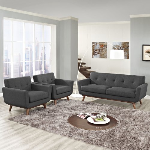 Sillón Moderno Tapizado Tela Gris