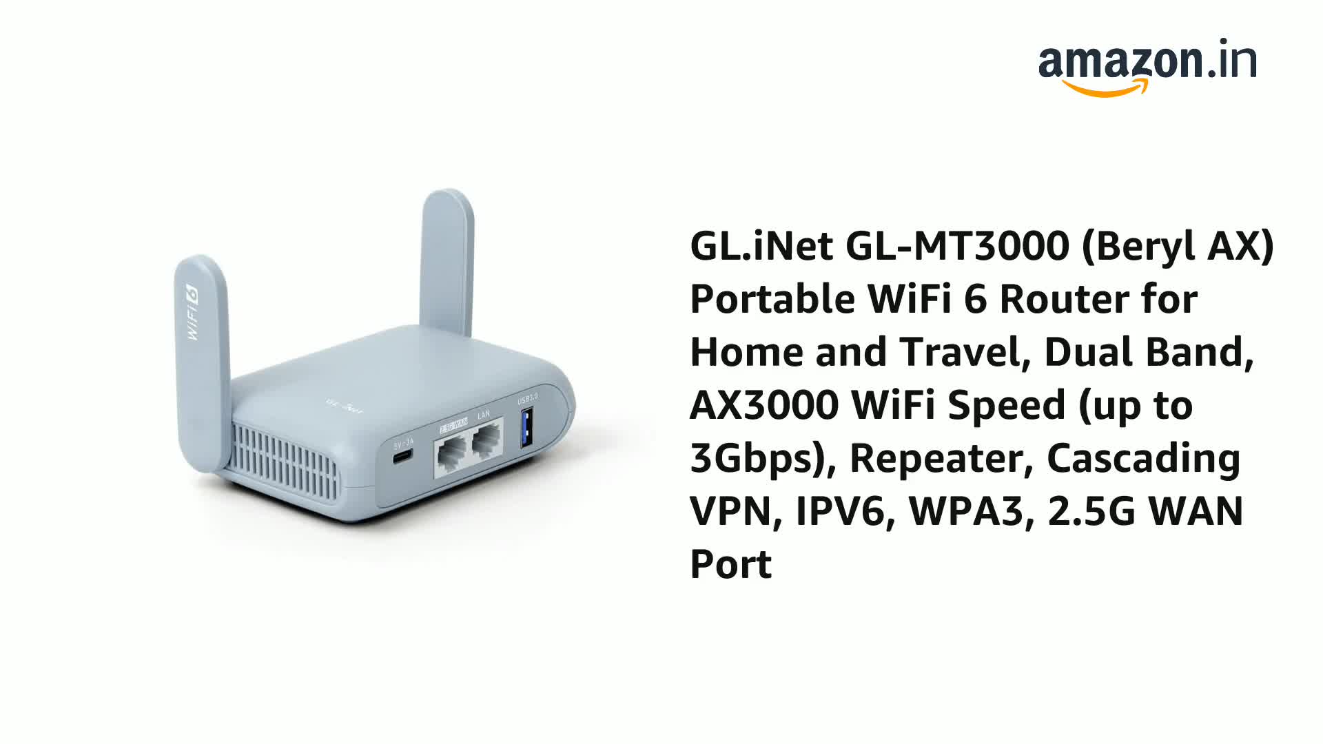ルーター・ネットワーク機器 GL.iNet GL-MT3000 / Beryl AX GL.iNet GL-MT3000 (Beryl AX) Portable WiFi 6 Router for Home and