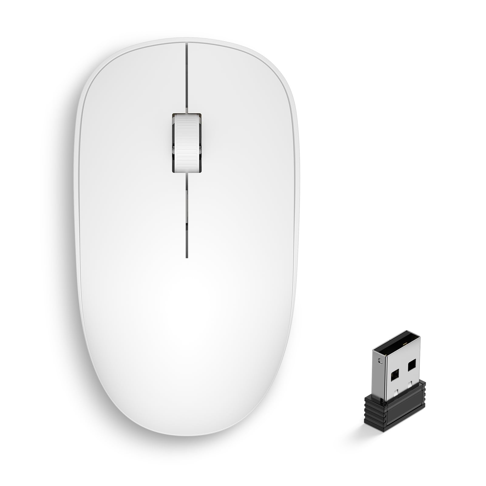 Photo 1 of Radidi Wireless Mouse, 2.4GHz Computer Mice with USB Receiver, Portable Wireless USB Mouse Battery Powered Cordless Mice for Laptop, PC, Desktop, Mac, Mauser Inalámbrico for chromebook - White