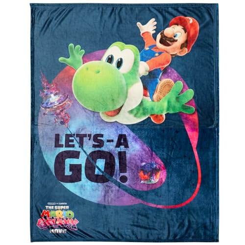 The Super Mario Galaxy Movie Throw Blanket Yoshi Soft Cozy Decorative Blanket for Couch Bed or Gaming Room (100% Officially Licensed Product) By Franco Collectibles