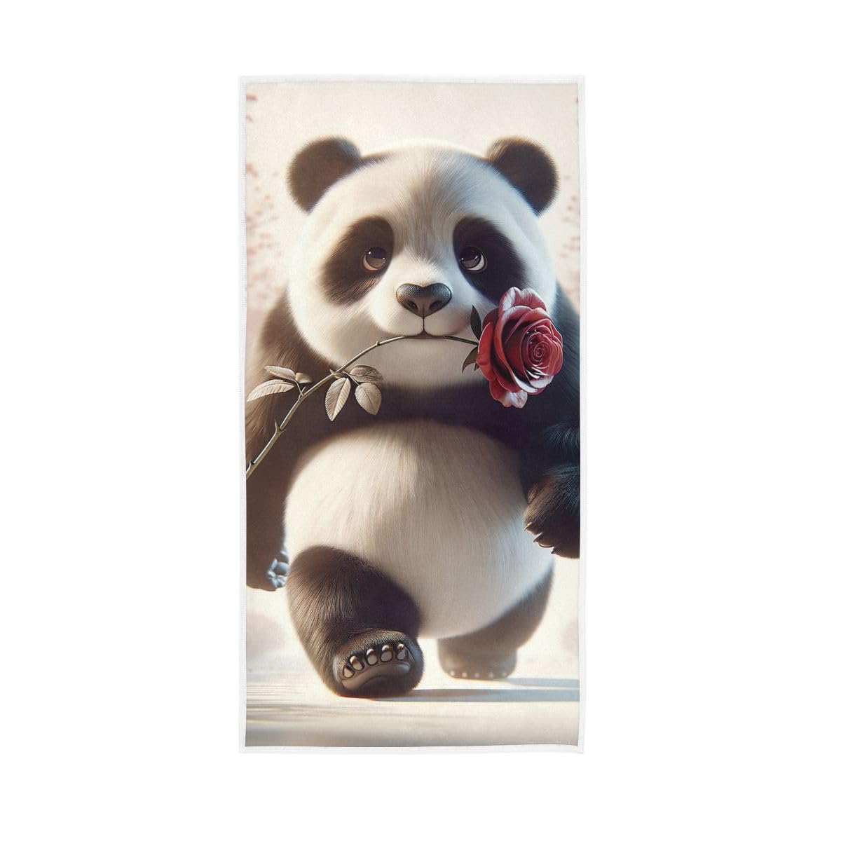 HUYGD Cute Panda with a Rose Guest Hand Towels for Bathroom, Hand Towel for Bathroom, Shower, Hotel, Spa 15 x 30 Inches