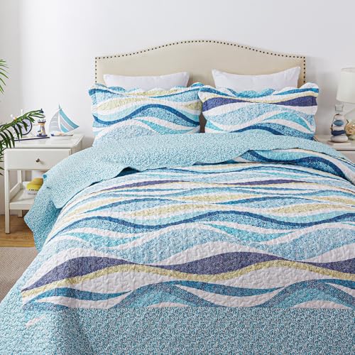 HoneiLife Queen Bedspreads Oversized - 106'x106' Coastal Quilt Sets,...