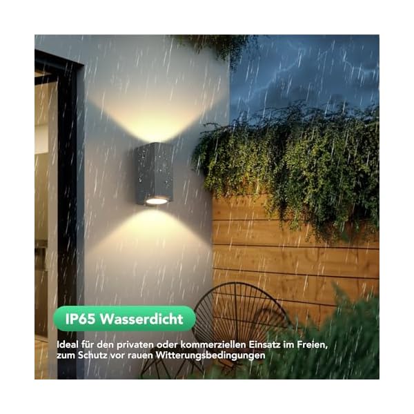 Wandleuchte Aussen Innen 2 Stück, IP65 Wasserdichte 10W Warmweiß 3000K Aluminium Eckig Außen Wandlampe Außenlampe mit GU10 Glühbirnen Außenleuchte für Garten Front Badezimmer Veranda Garage Anthrazit – Bild 4