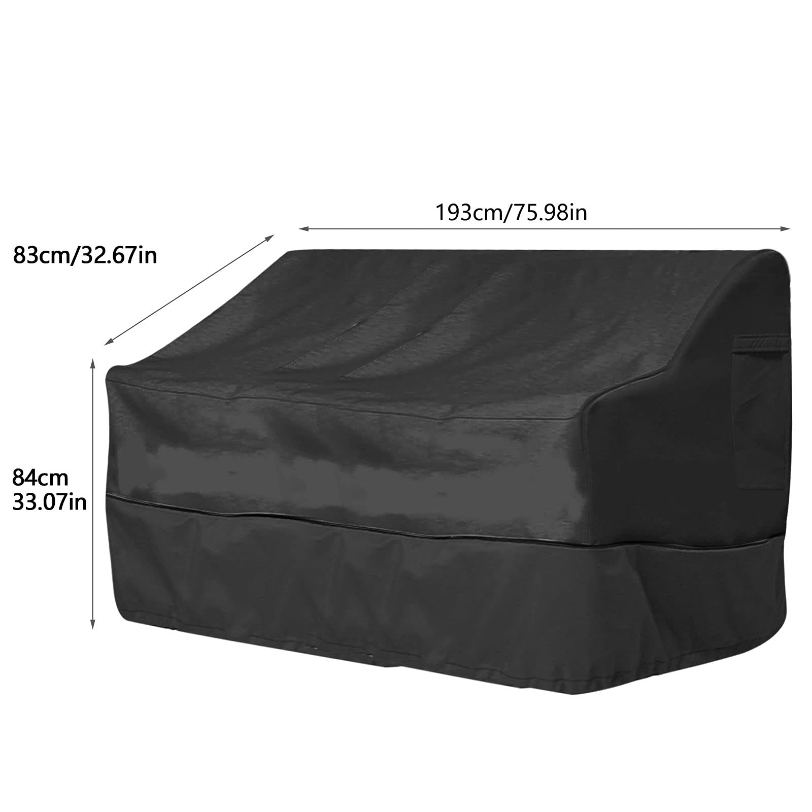 Copertura per Mobili da Giardino, Copertura per Panca Divanetto Tavolino da Giardino Impermeabile Oxford 210D Anti Vento Anti Polvere Copridivano da Giardino (Nero, 193*83*84cm)