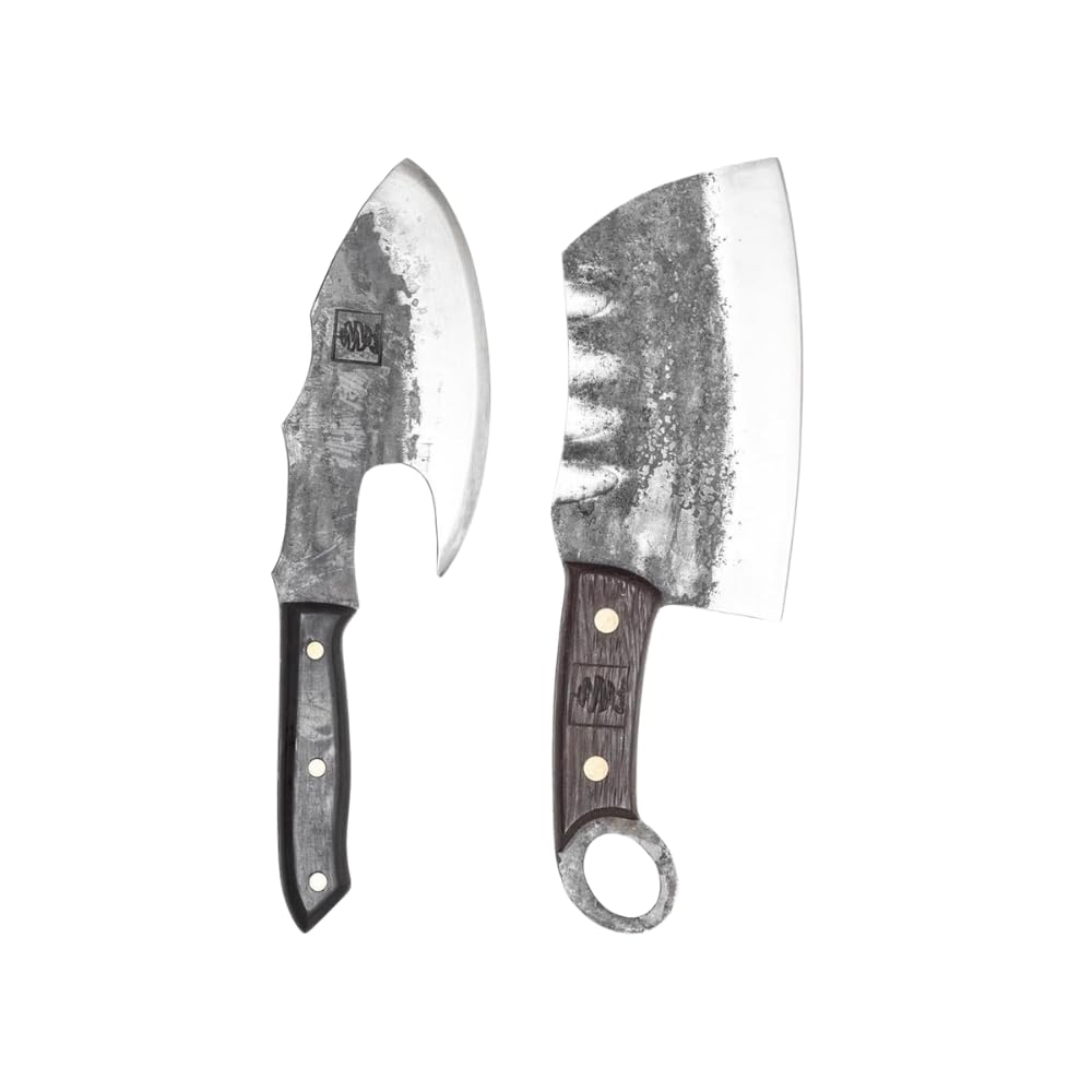Amazon.com: COOLINA Vikings Duo Butcher & Cleaver Knife Set - Hand