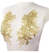 BETITETO 1 Pairs Flower Embroidery Lace Applique White Car Bone Floral Embroidered Sew on Patches...