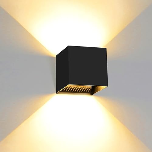 Kawell Aplique de pared LED moderno de 24 W, ángulo de haz ajustable, impermeable, IP65, luz de pared de aluminio para interiores y exteriores, para
